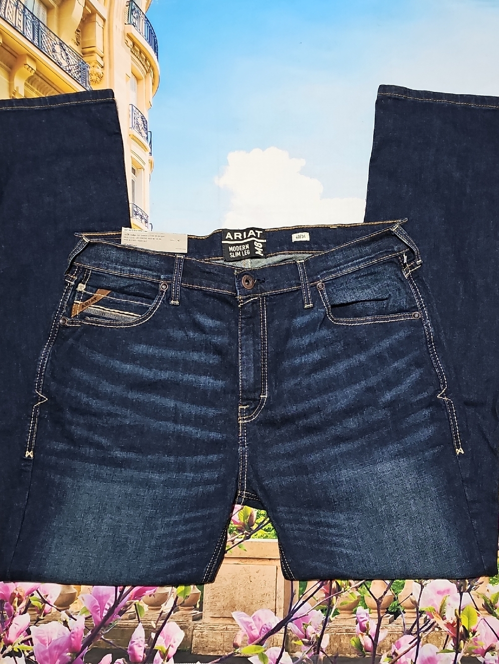 Ariat M8 Slim Straight Dark Blue Jeans 40x34 New